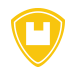 yellow illustration of a shield with a box on it symbolizing durability