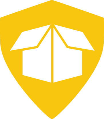 yellow illustration of a shield with a box in it