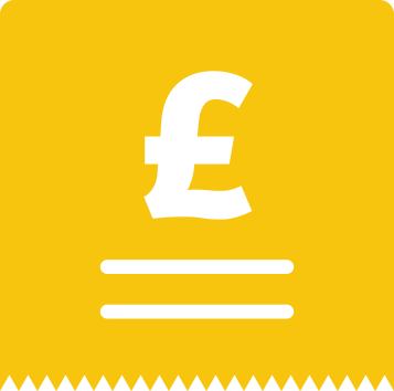 yellow illustration of a price tag with a british pound sign on it